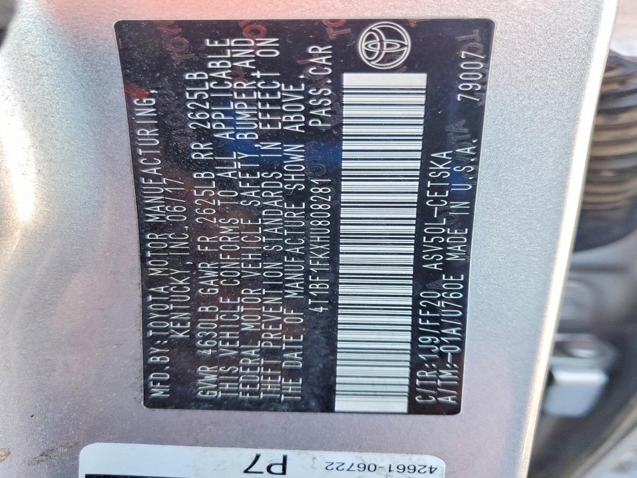 2017 Toyota Camry le