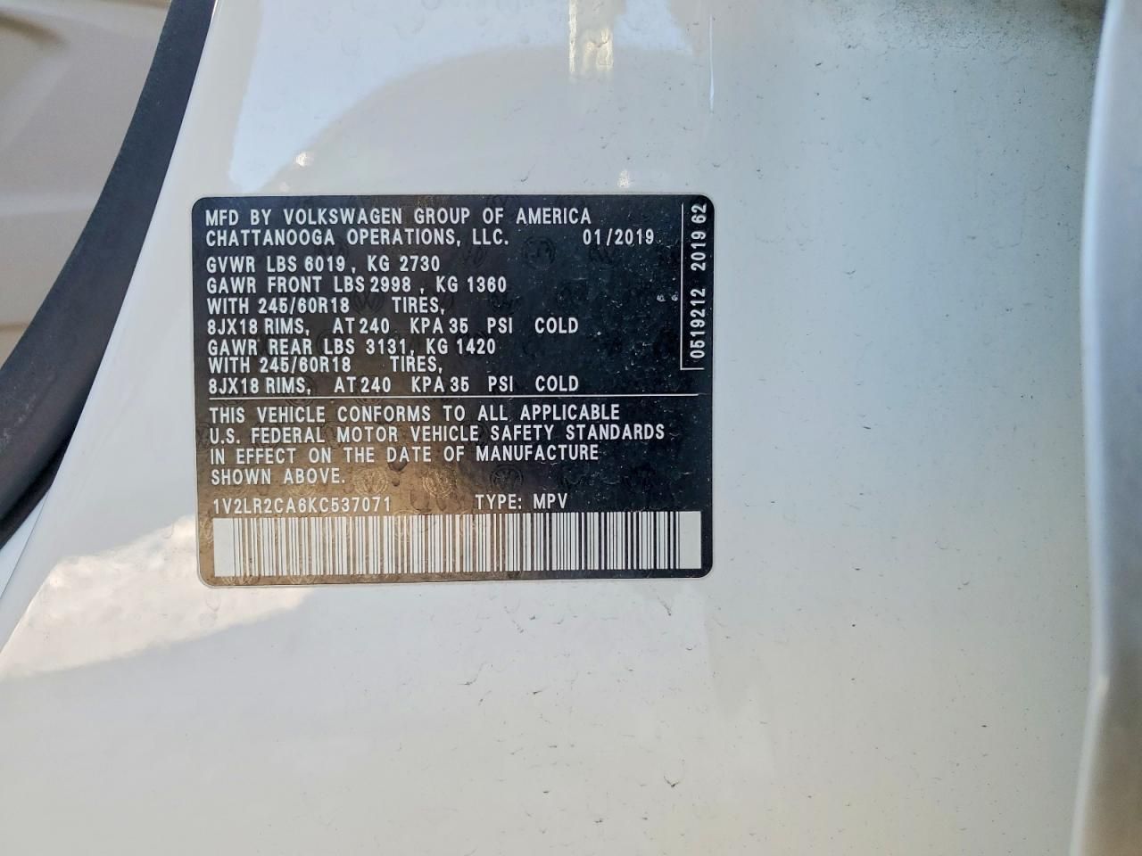 2019 Volkswagen Atlas se