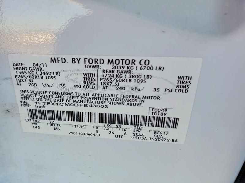 2011 Ford F150 Super cab