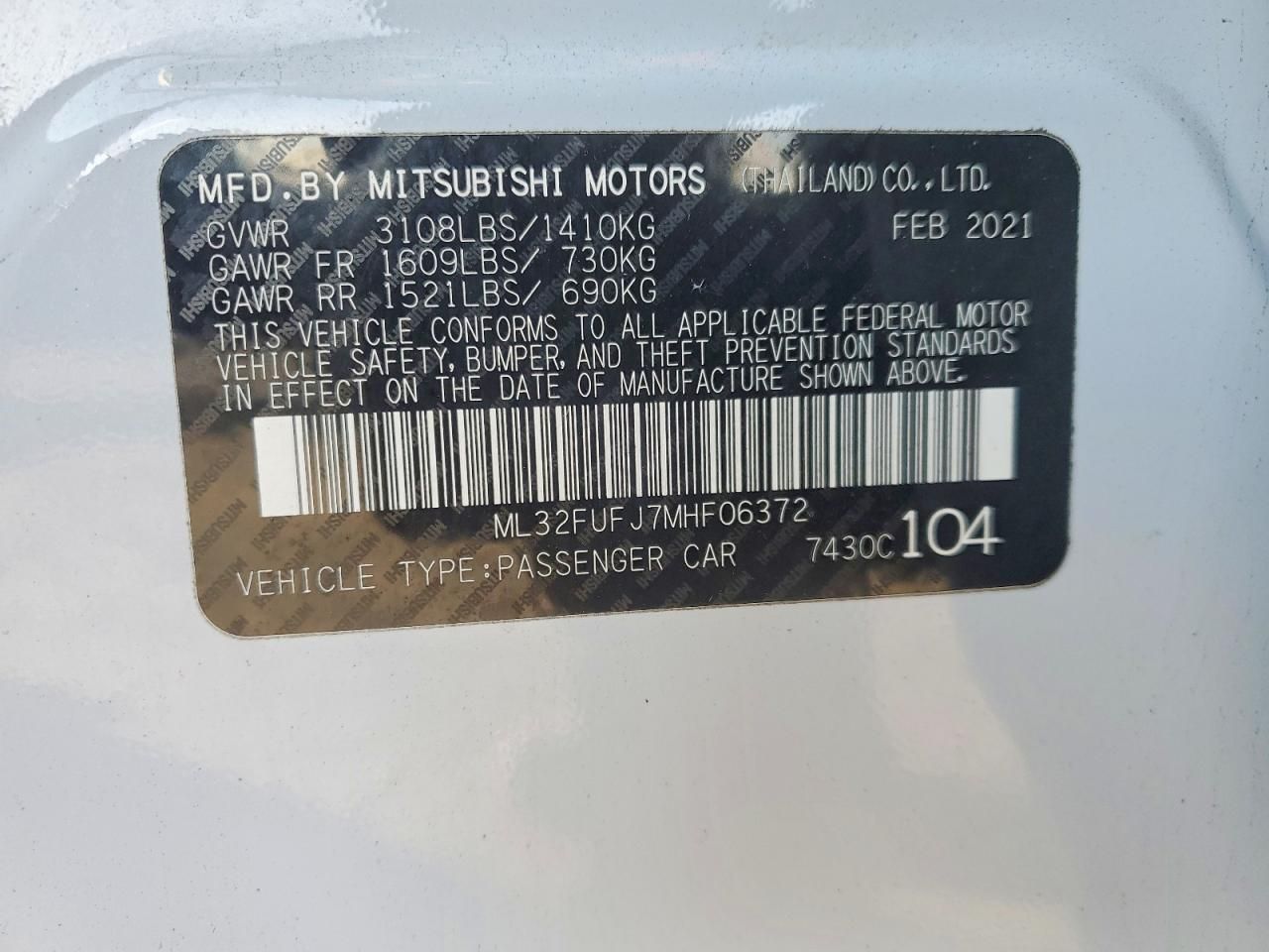 2021 Mitsubishi Mirage G4 es