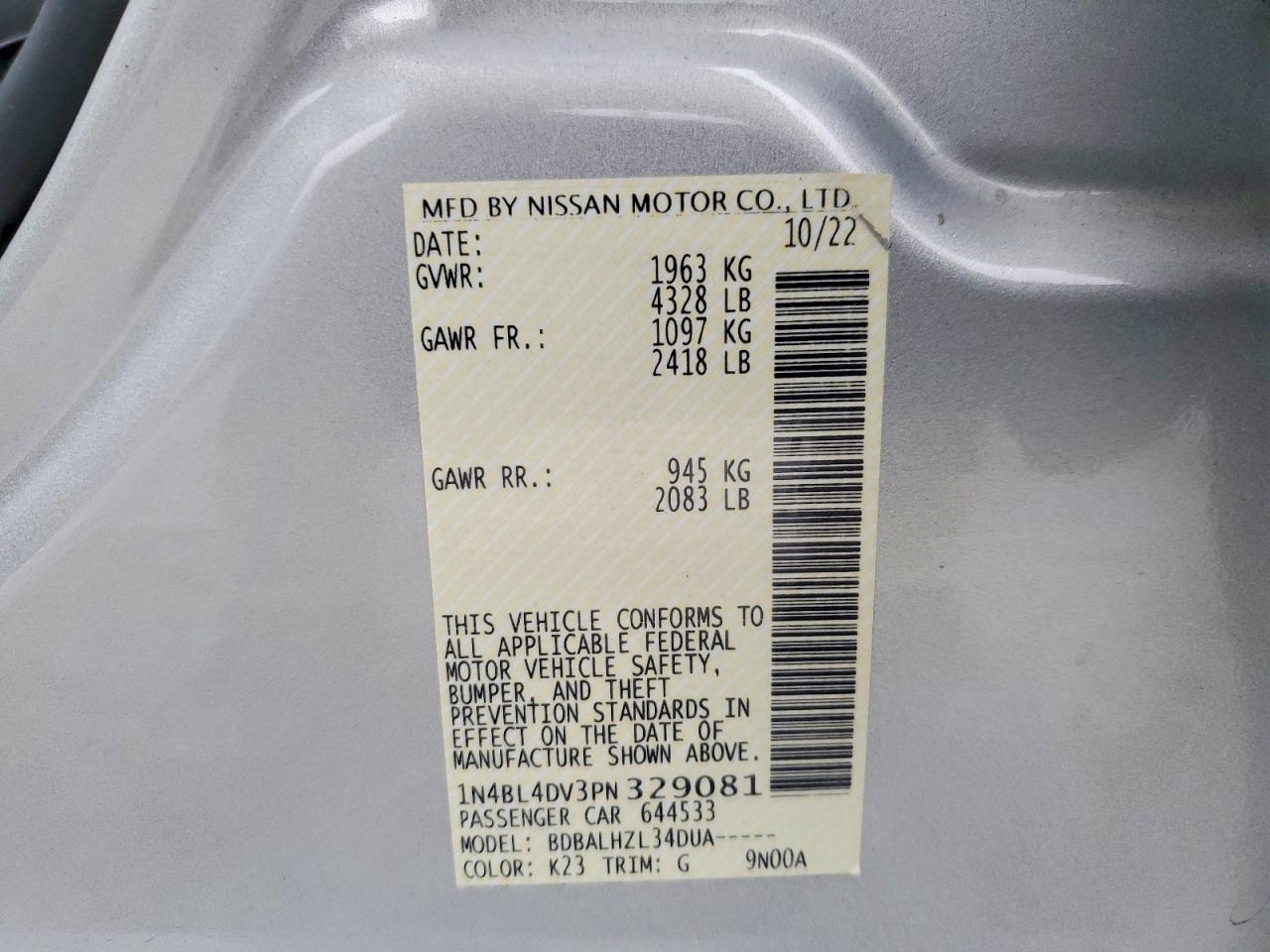 2023 Nissan Altima 2.5 sv