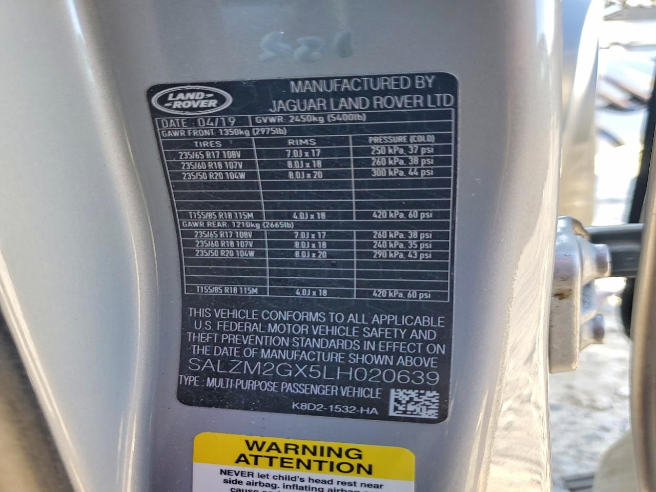 2020 Land Rover Range Rover Evoque hse