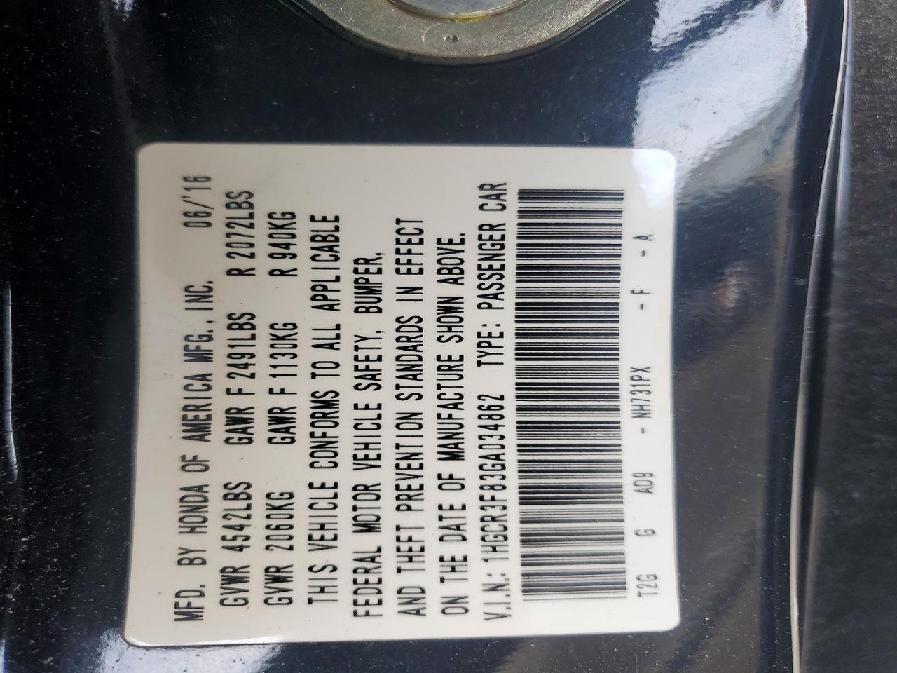 2016 Honda Accord exl