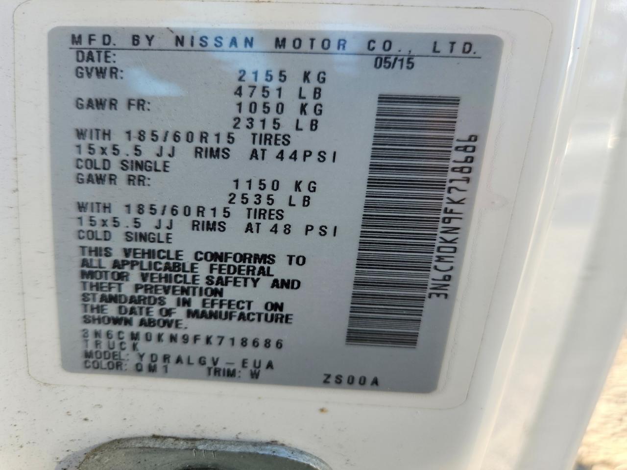 2015 Nissan NV200 Utility / Service Van