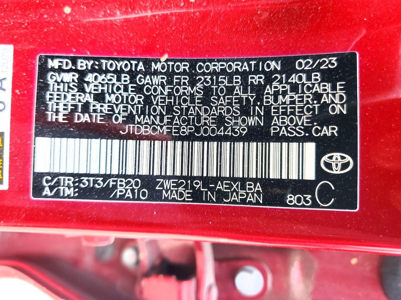 2023 Toyota Corolla Hybrid le