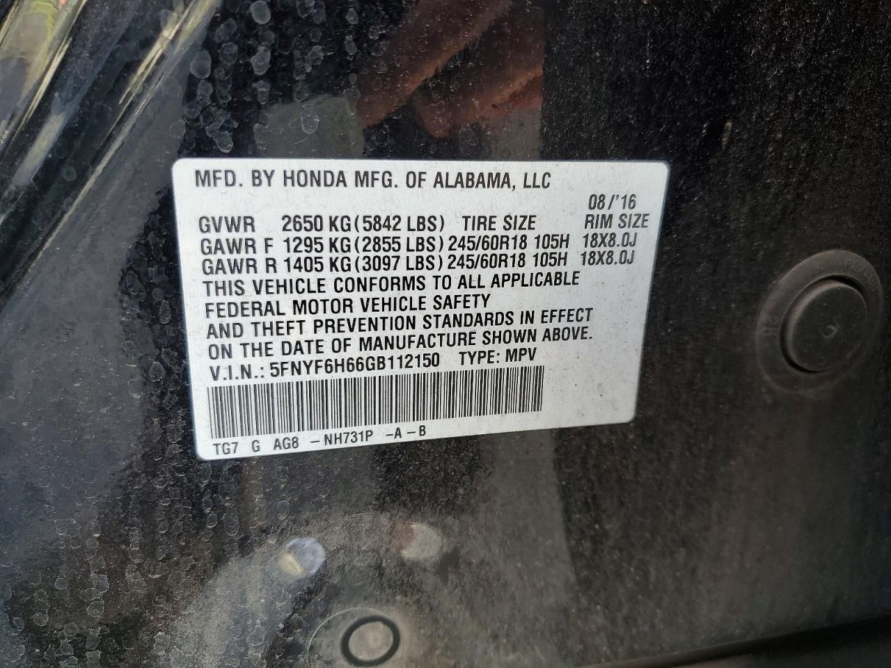 2016 Honda Pilot exl