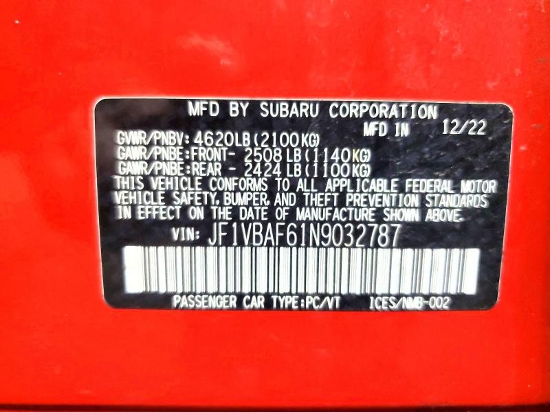 2022 Subaru Wrx Premium