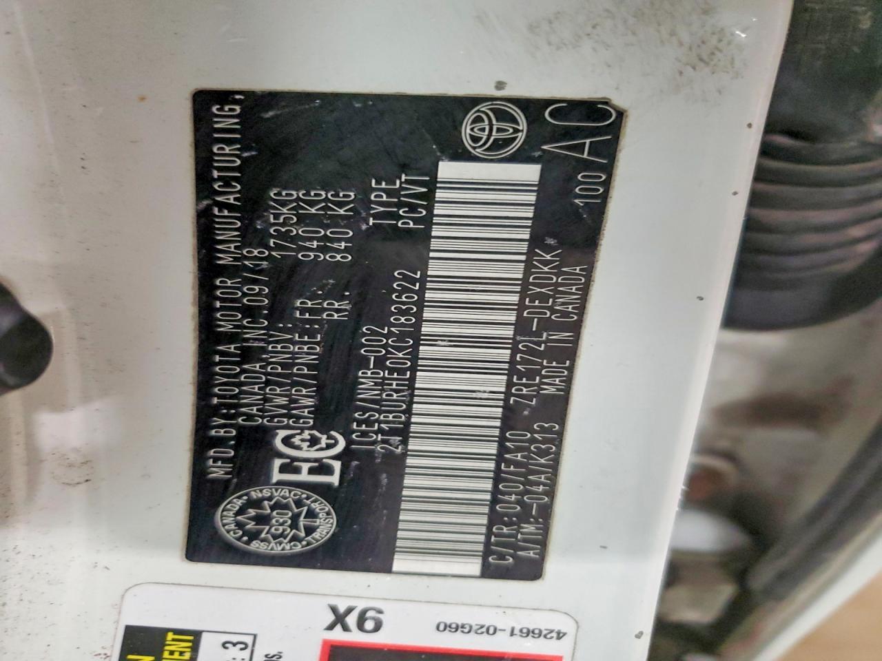 2019 Toyota Corolla l