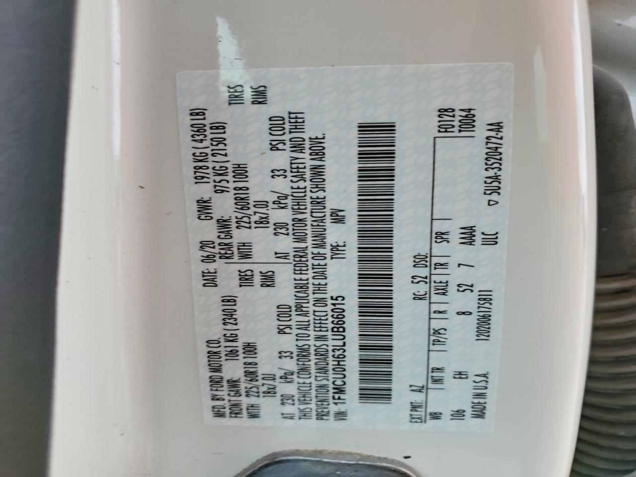 2020 Ford Escape sel