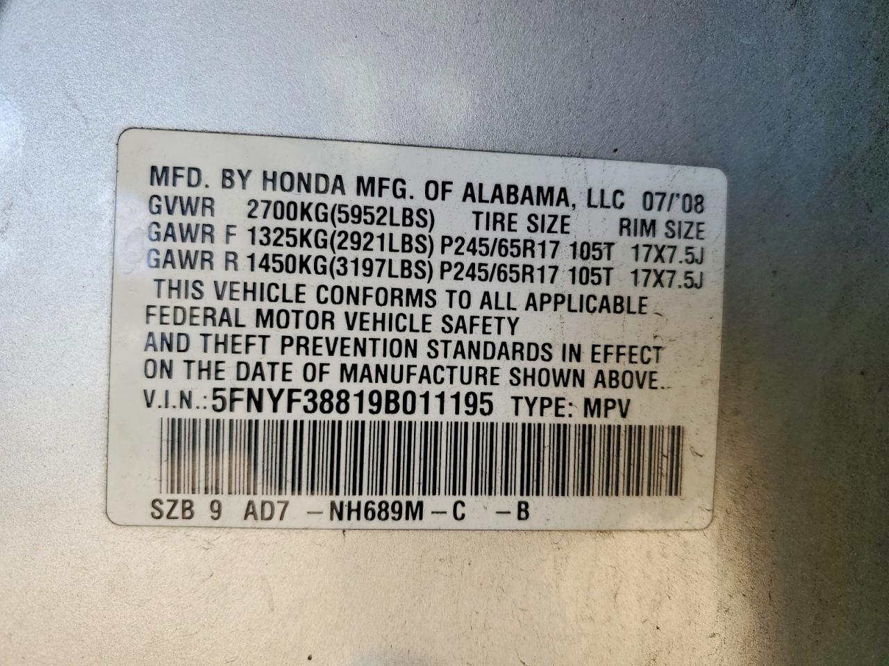 2009 Honda Pilot Touring