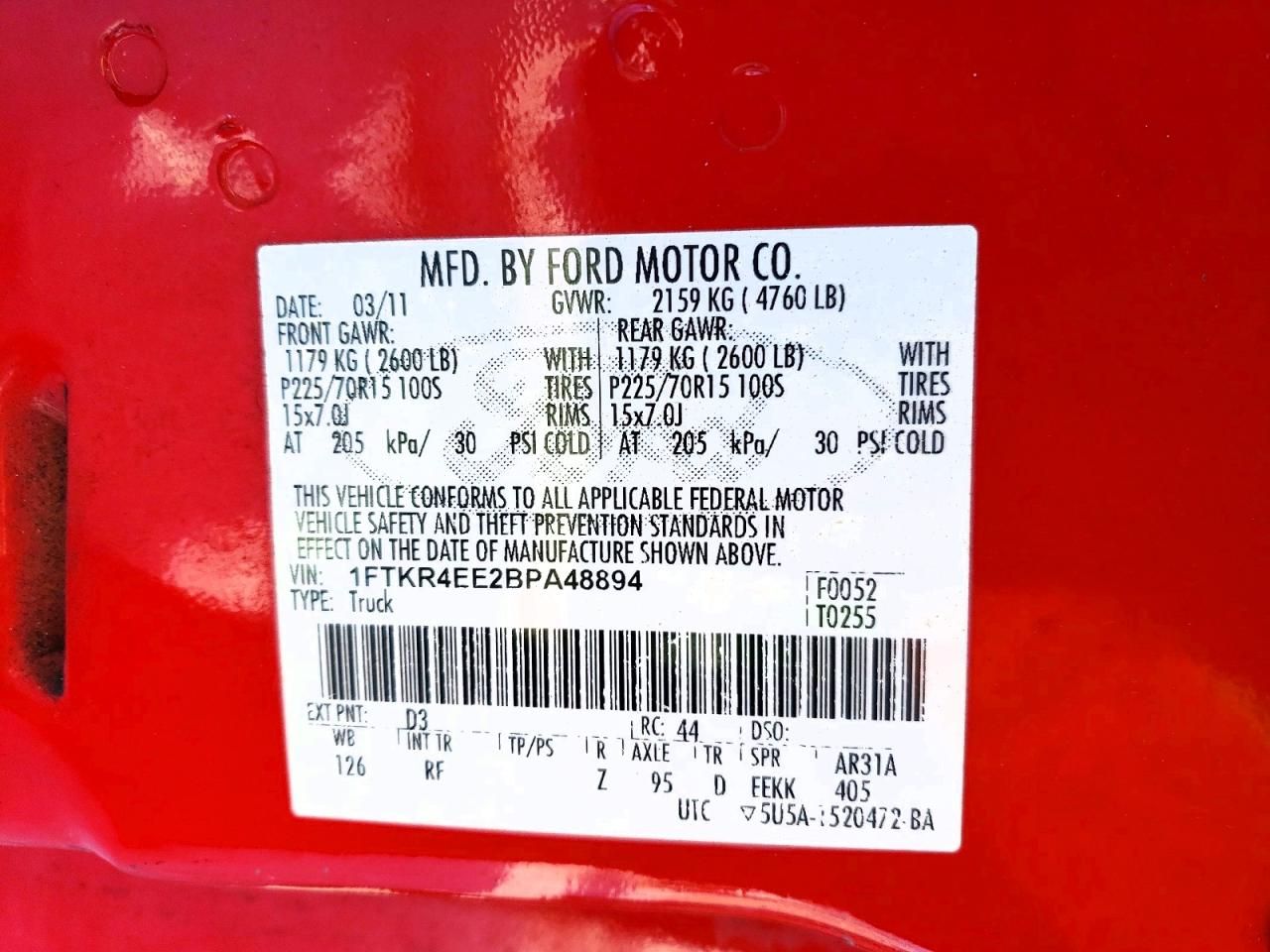 2011 Ford Ranger Super cab