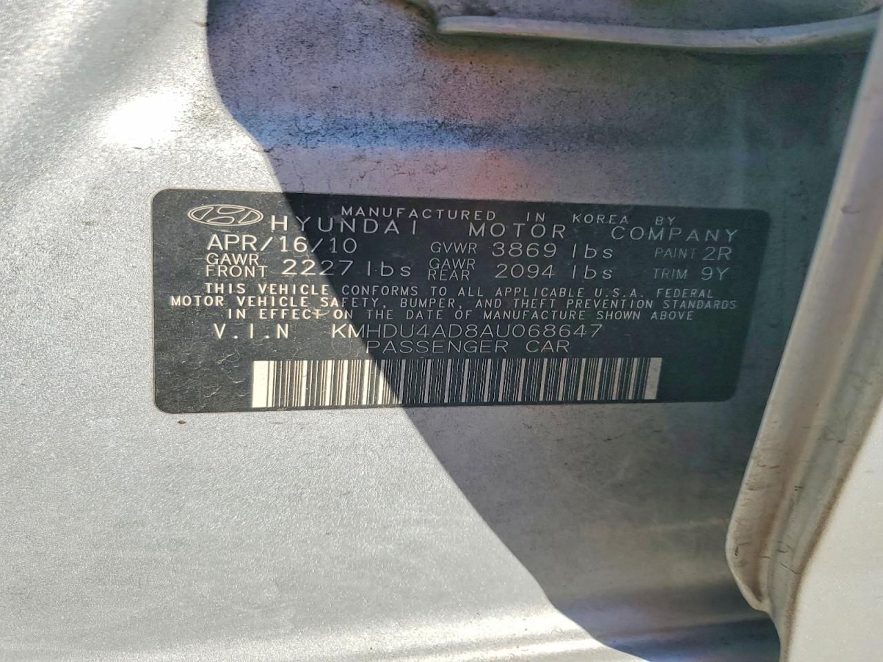 2010 Hyundai Elantra Blue