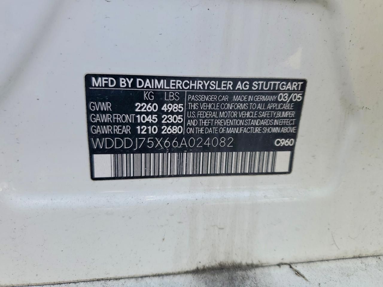 2006 Mercedes-Benz Cls 500c