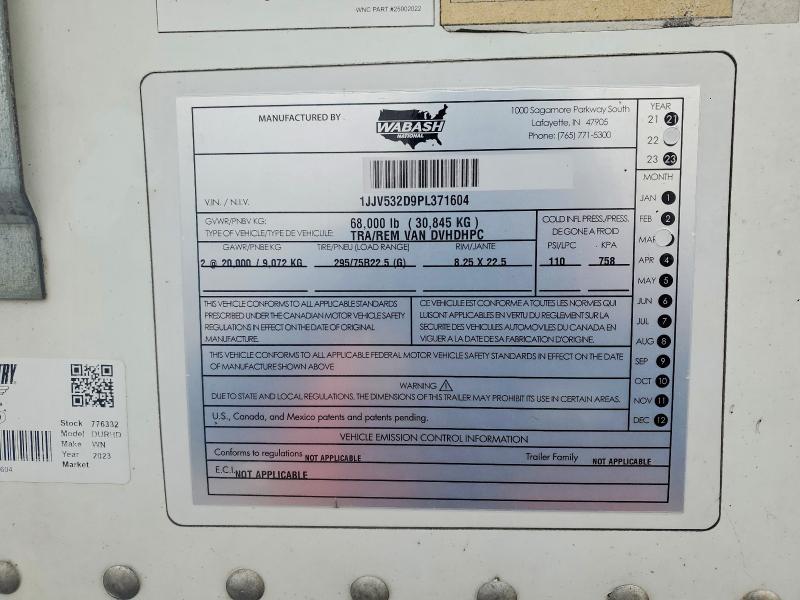 2023 Wabash Dvhdhpc DRY Van Trailer