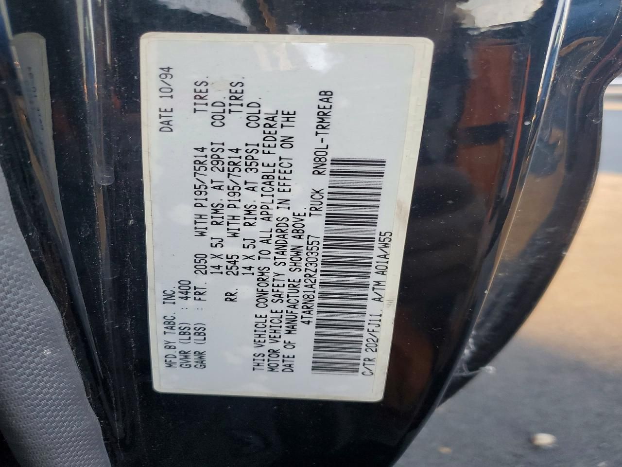 1994 Toyota Pickup 1/2 ton Short Wheelbase stb