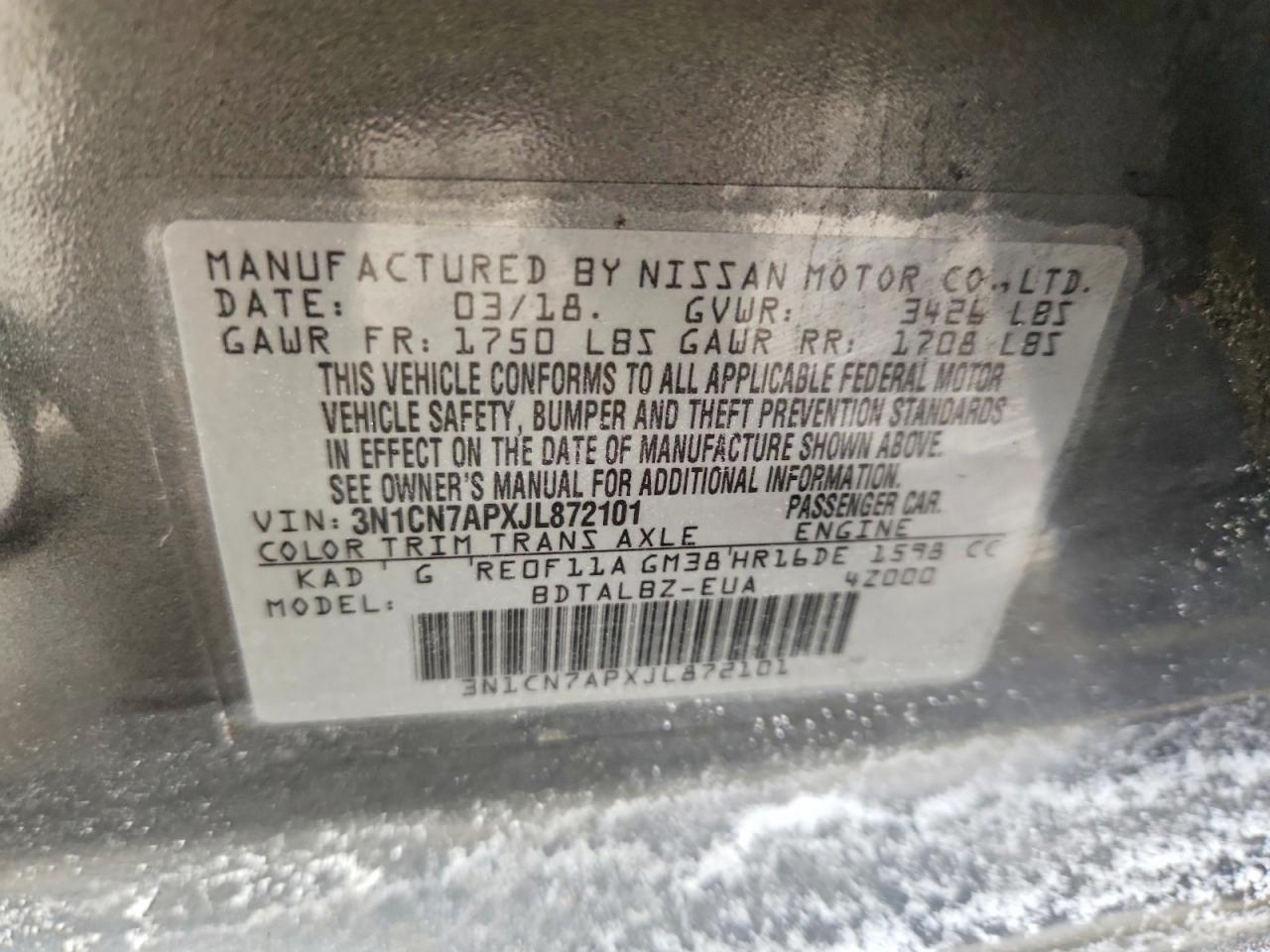 2018 Nissan Versa sv