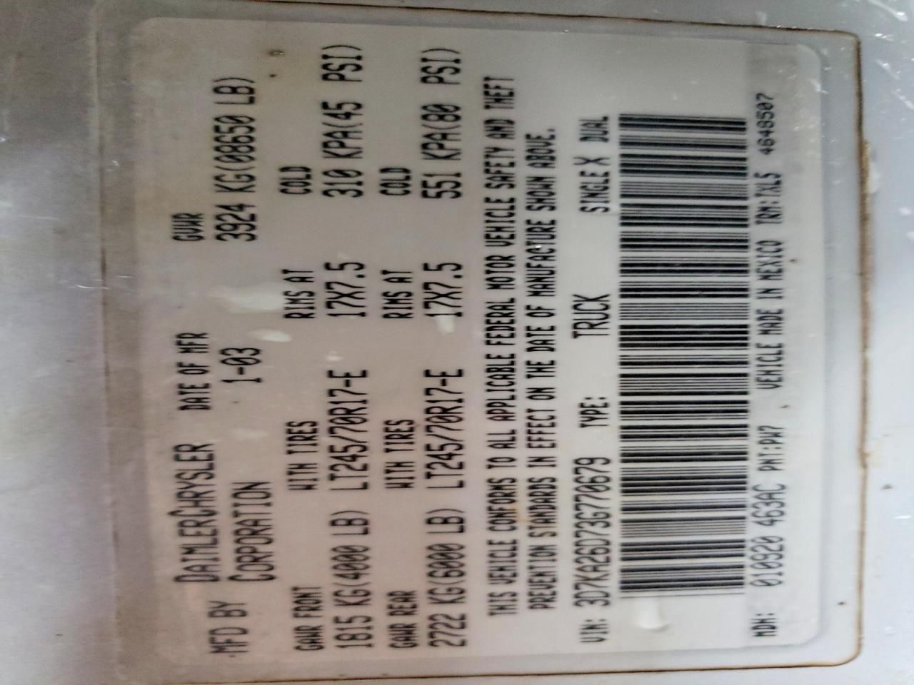 2003 Dodge RAM 2500 ST