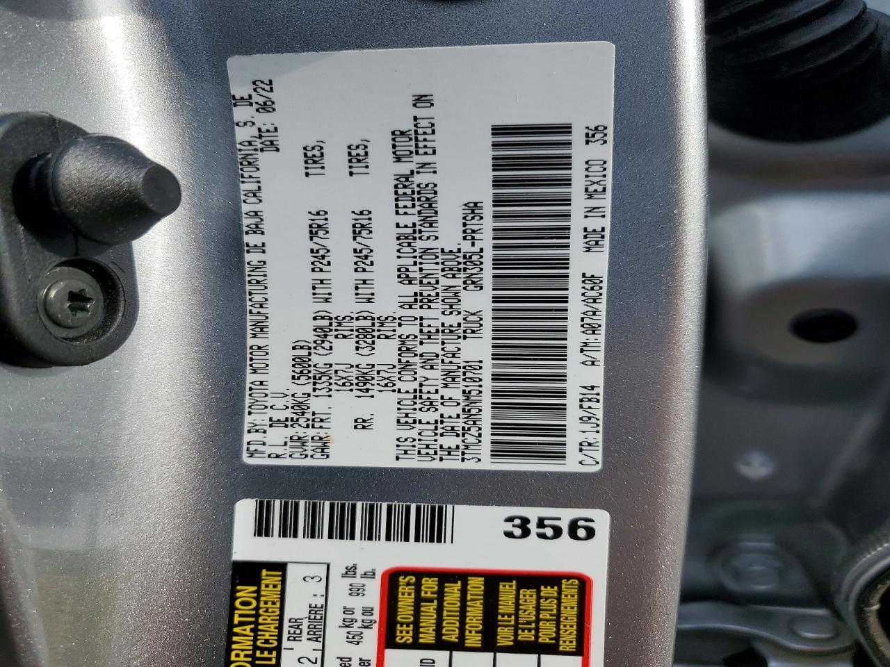 2022 Toyota Tacoma SR V6