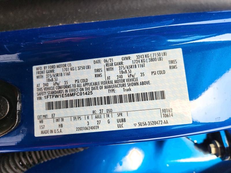2021 Ford F150 Supercrew