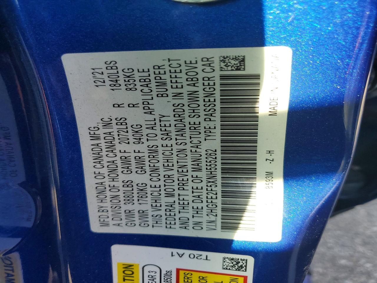 2022 Honda Civic Sport