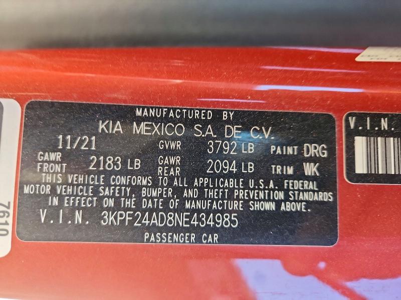 2022 KIA Forte lxs