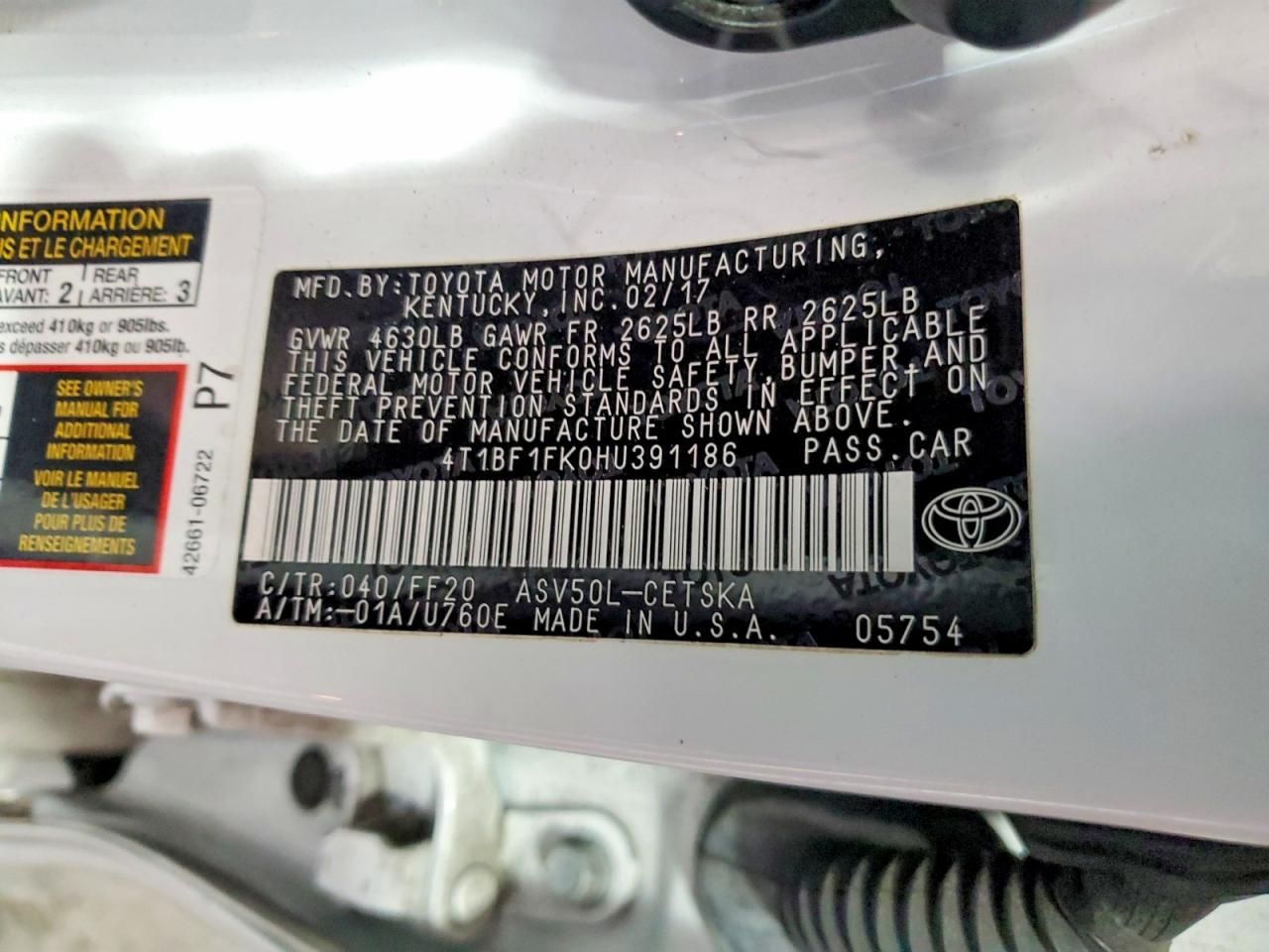 2017 Toyota Camry le