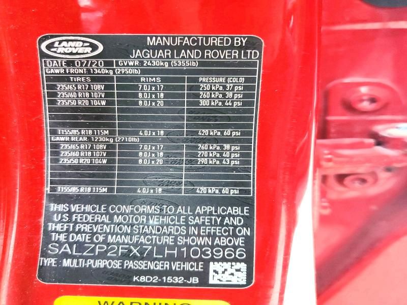 2020 Land Rover Range Rover Evoque se