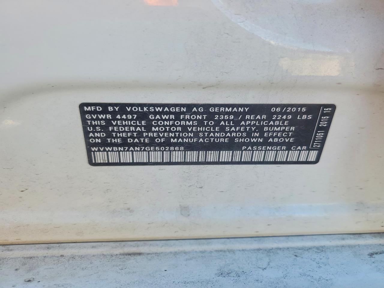 2016 Volkswagen Cc Base