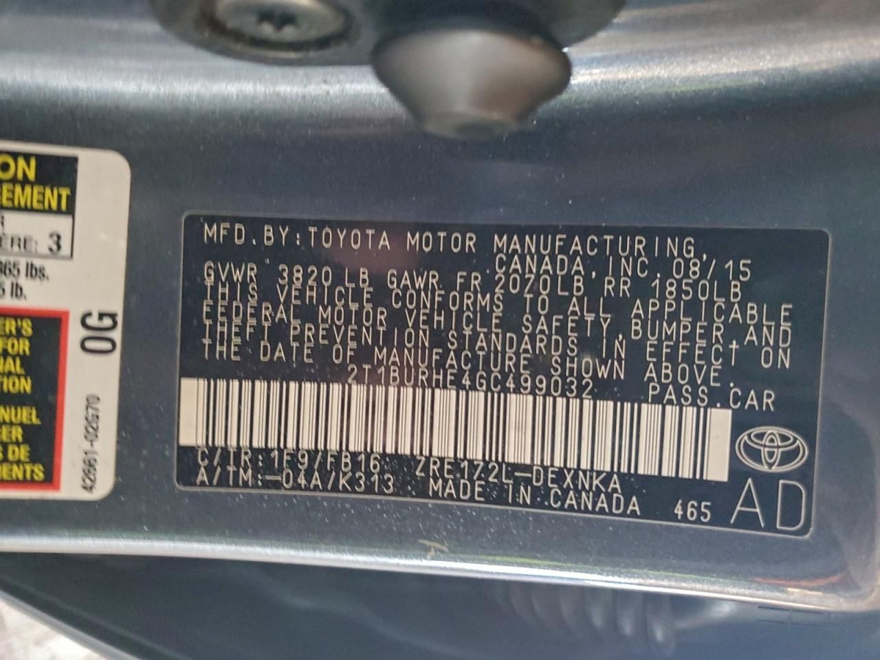 2016 Toyota Corolla l