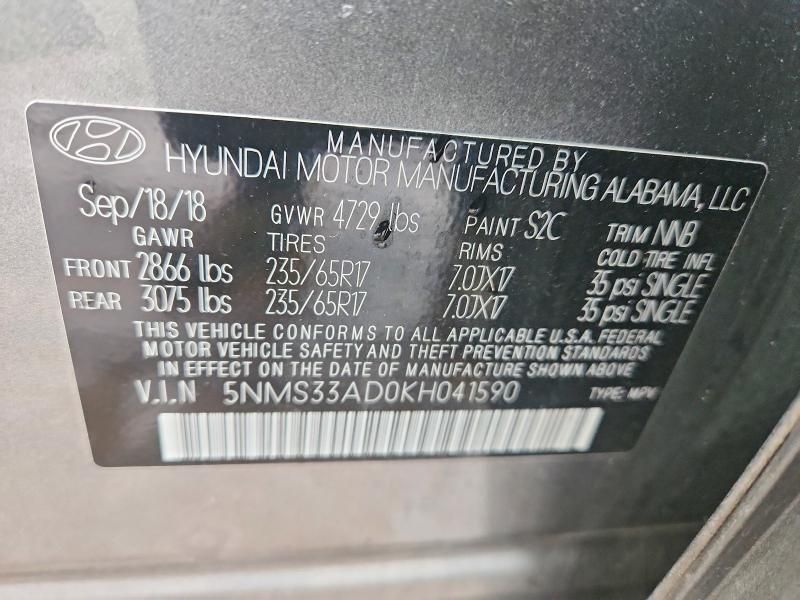 2019 Hyundai Santa fe sel