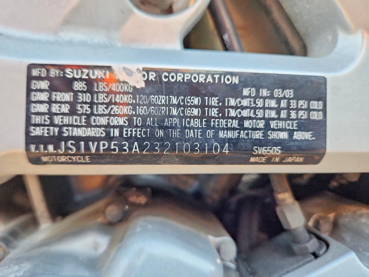 2003 Suzuki SV650