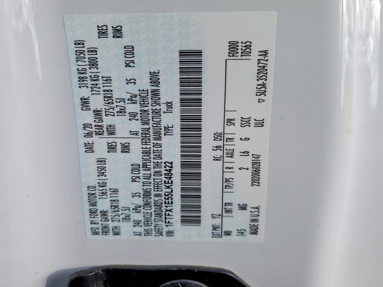 2020 Ford F150 Super cab