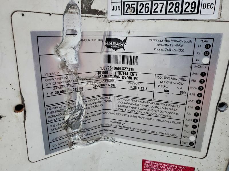 2014 Wabash Dvdbhpc dry van Trailer