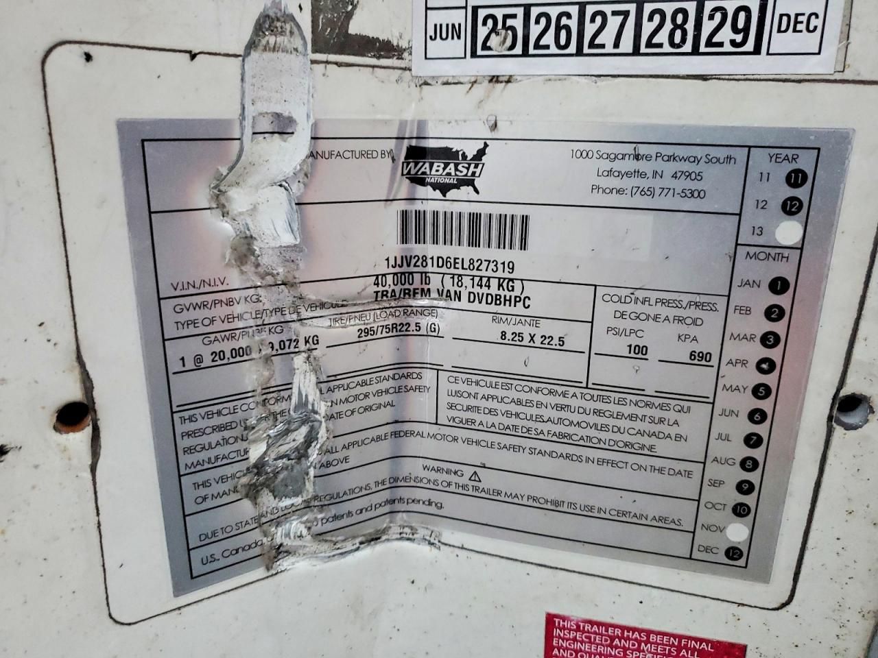 2014 Wabash Dvdbhpc dry van Trailer