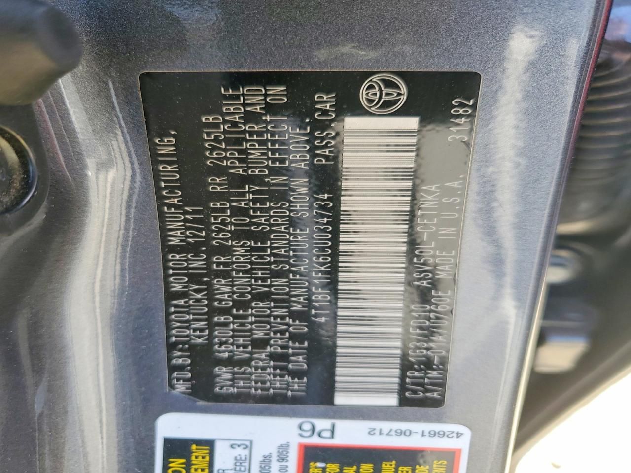 2012 Toyota Camry le