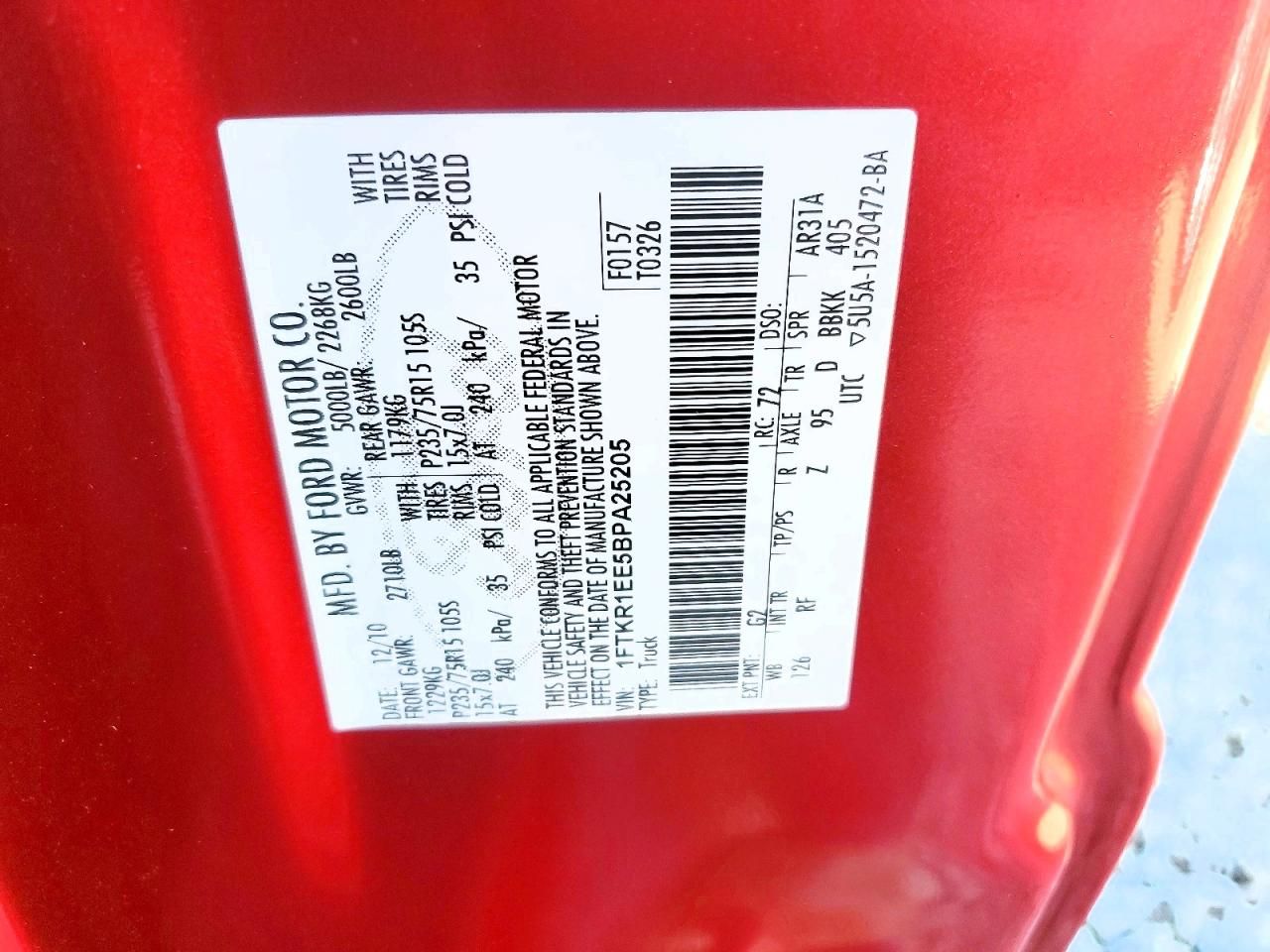 2011 Ford Ranger Super cab