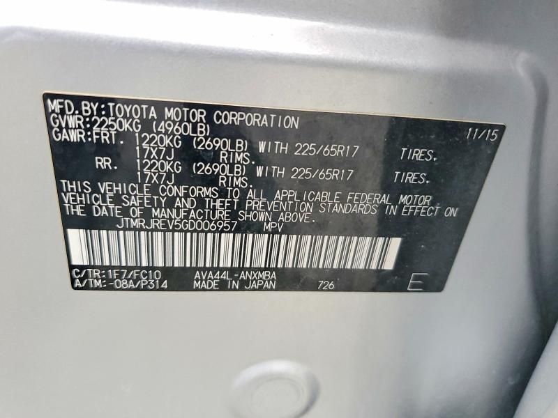 2016 Toyota Rav4 hv xle