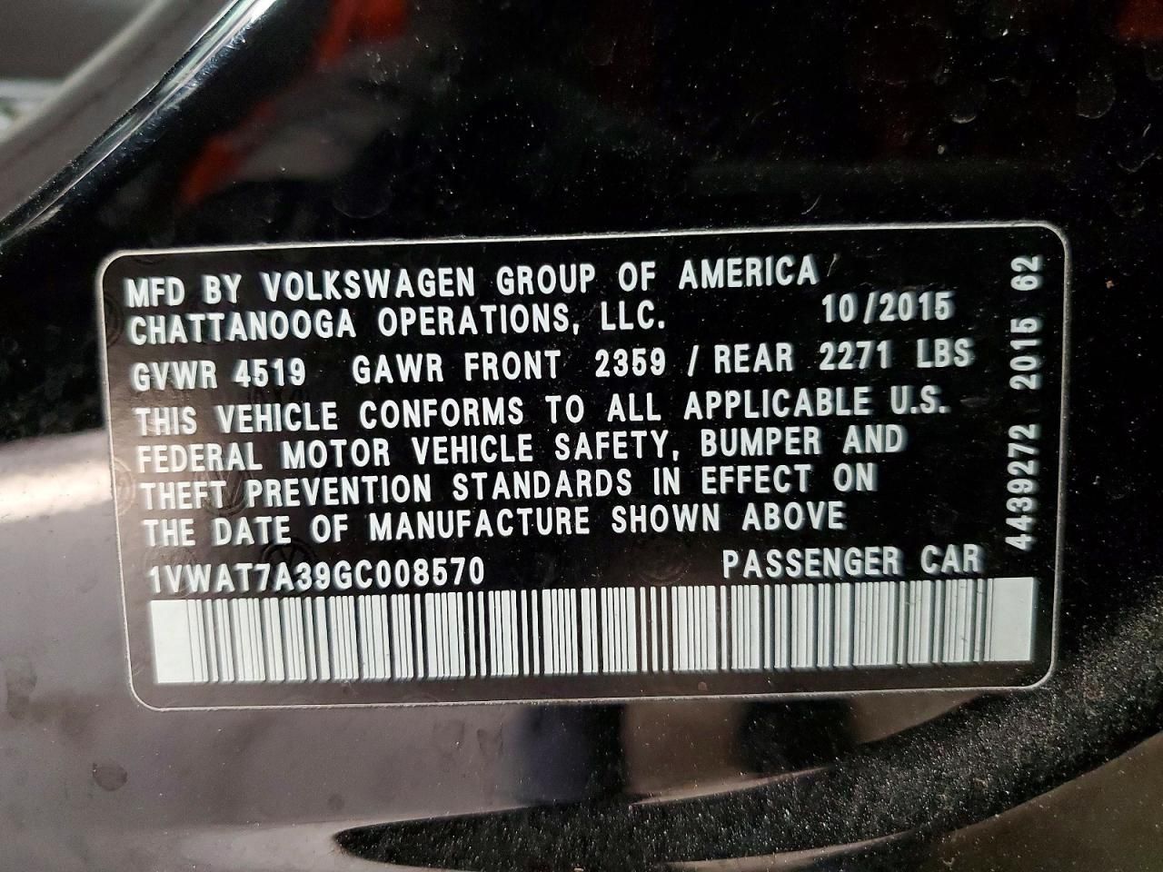 2016 Volkswagen Passat s