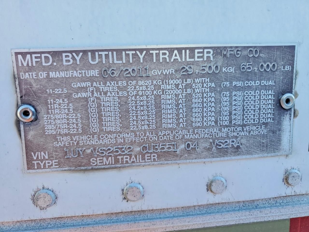 2012 Utility VS2RA Refrigerated Van Trailer