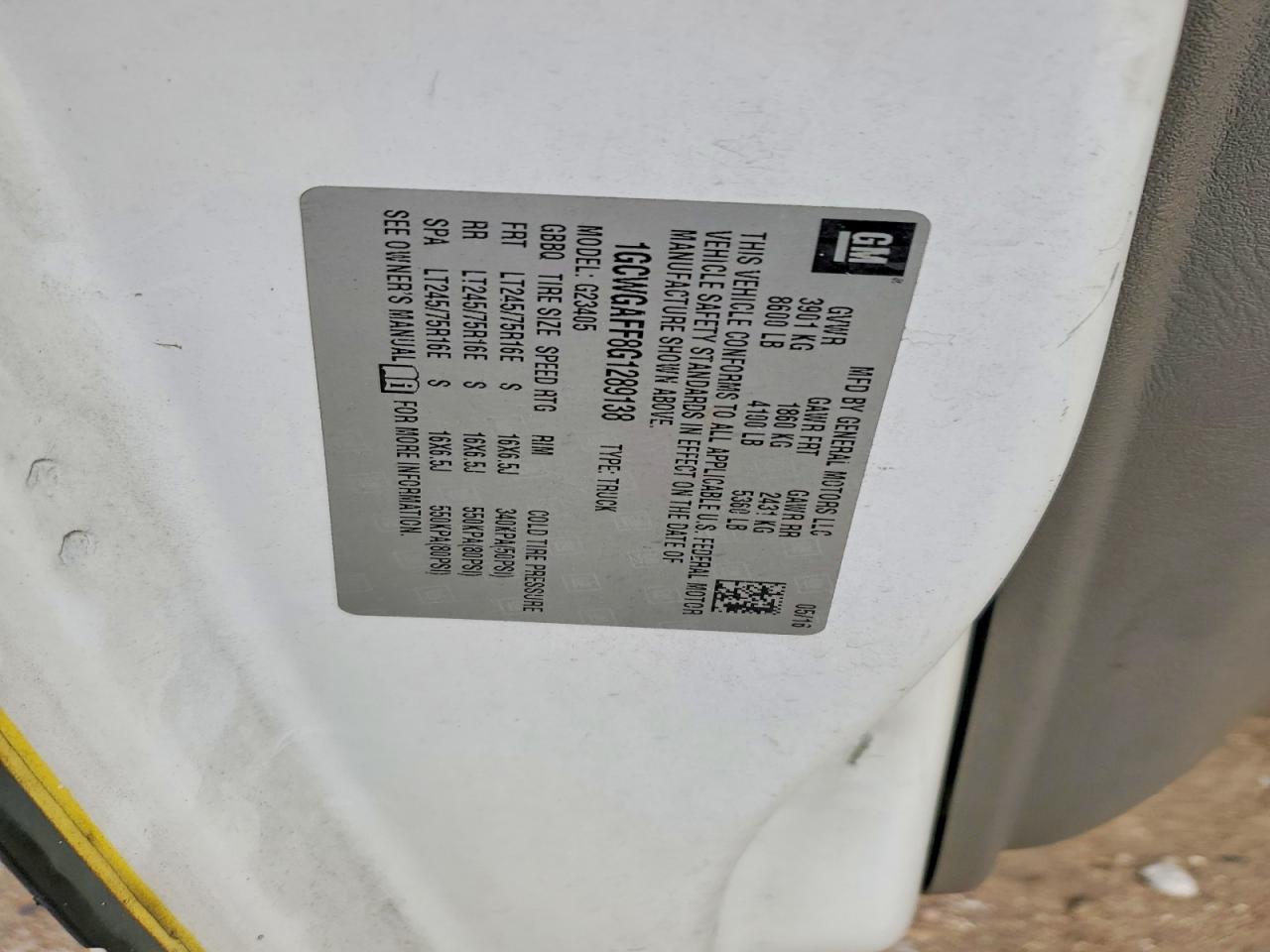 2016 Chevrolet Express G2500