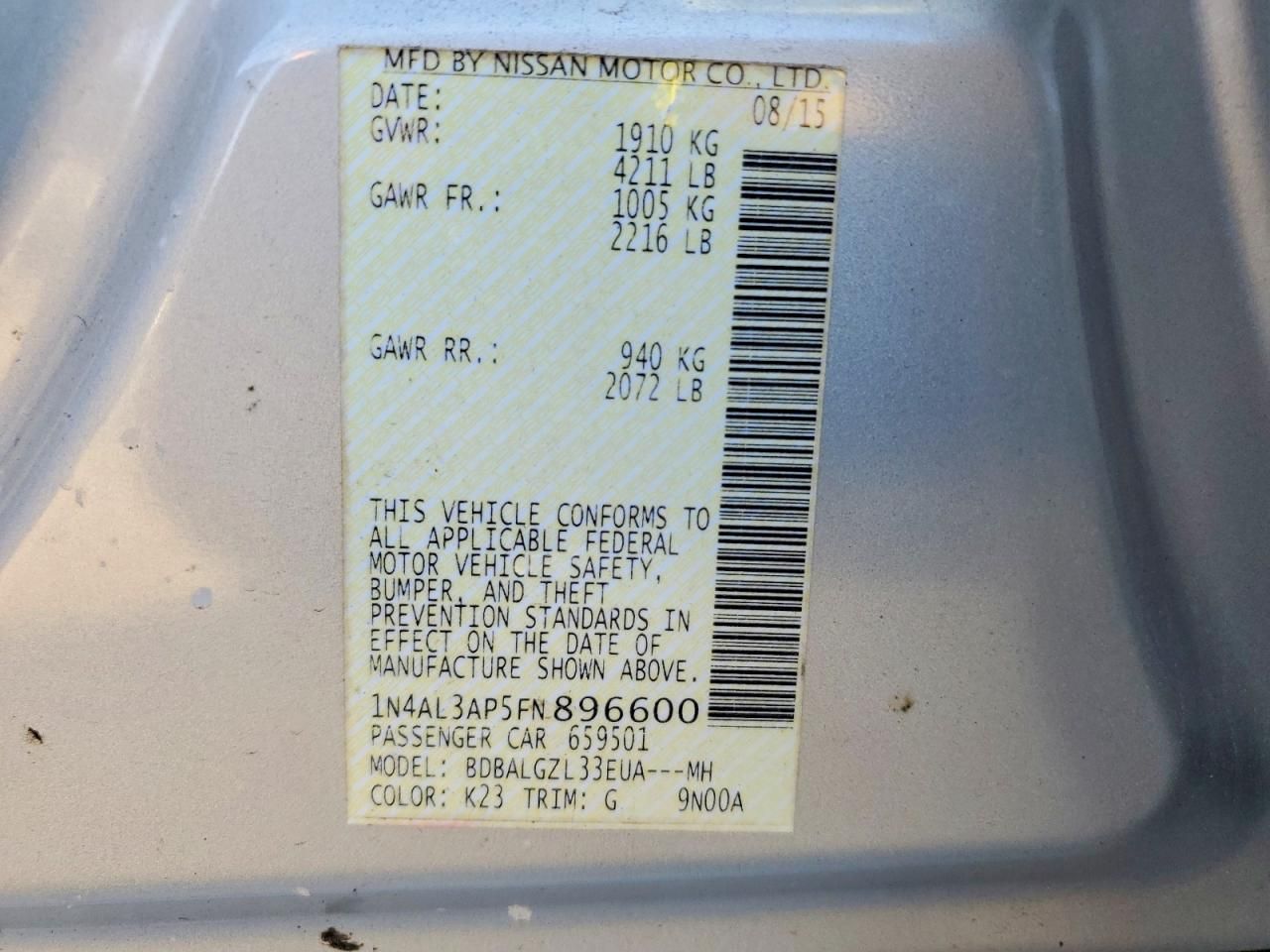 2015 Nissan Altima 2.5