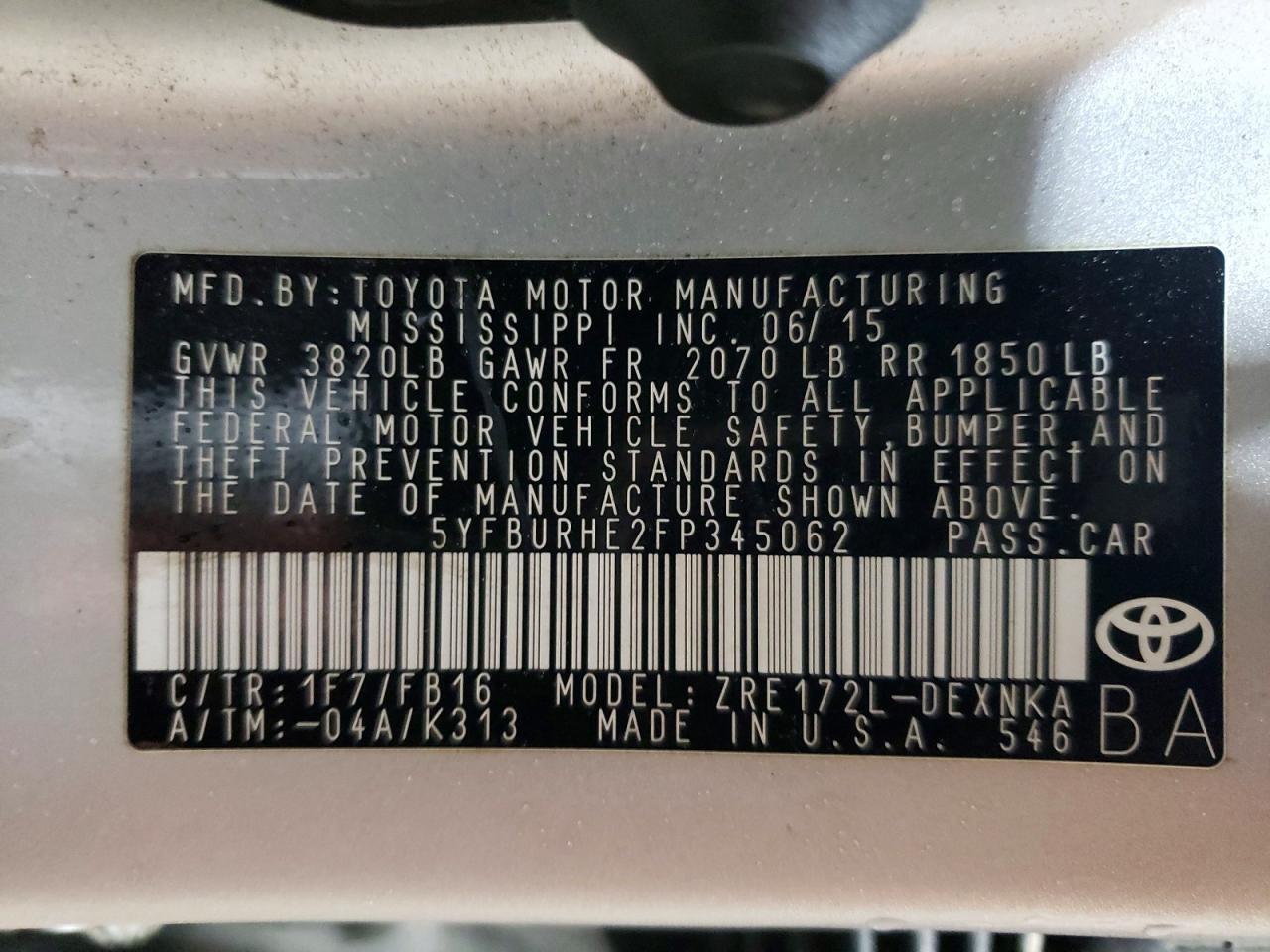 2015 Toyota Corolla l