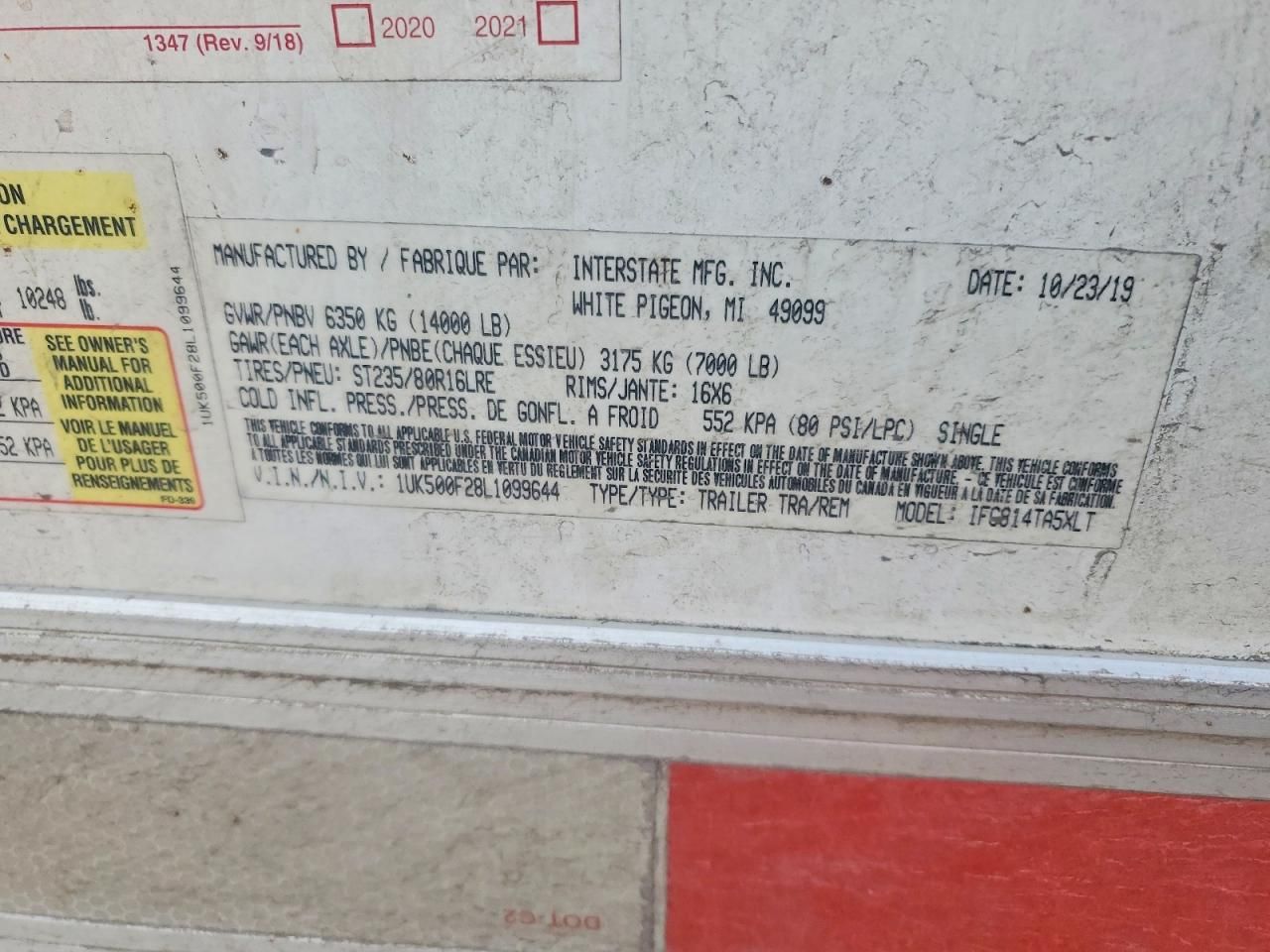 2020 Interstate IFC814TA5XLT Enclosed Cargo Trailer