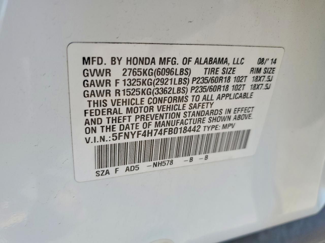 2015 Honda Pilot Exln