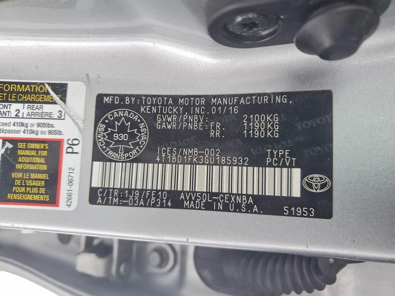 2016 Toyota Camry Hybrid