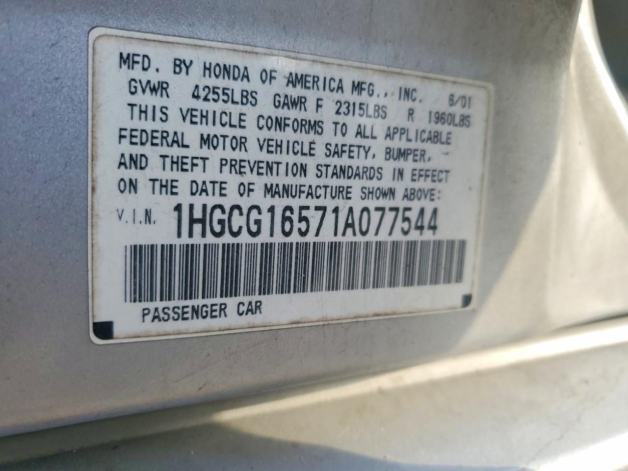 2001 Honda Accord ex