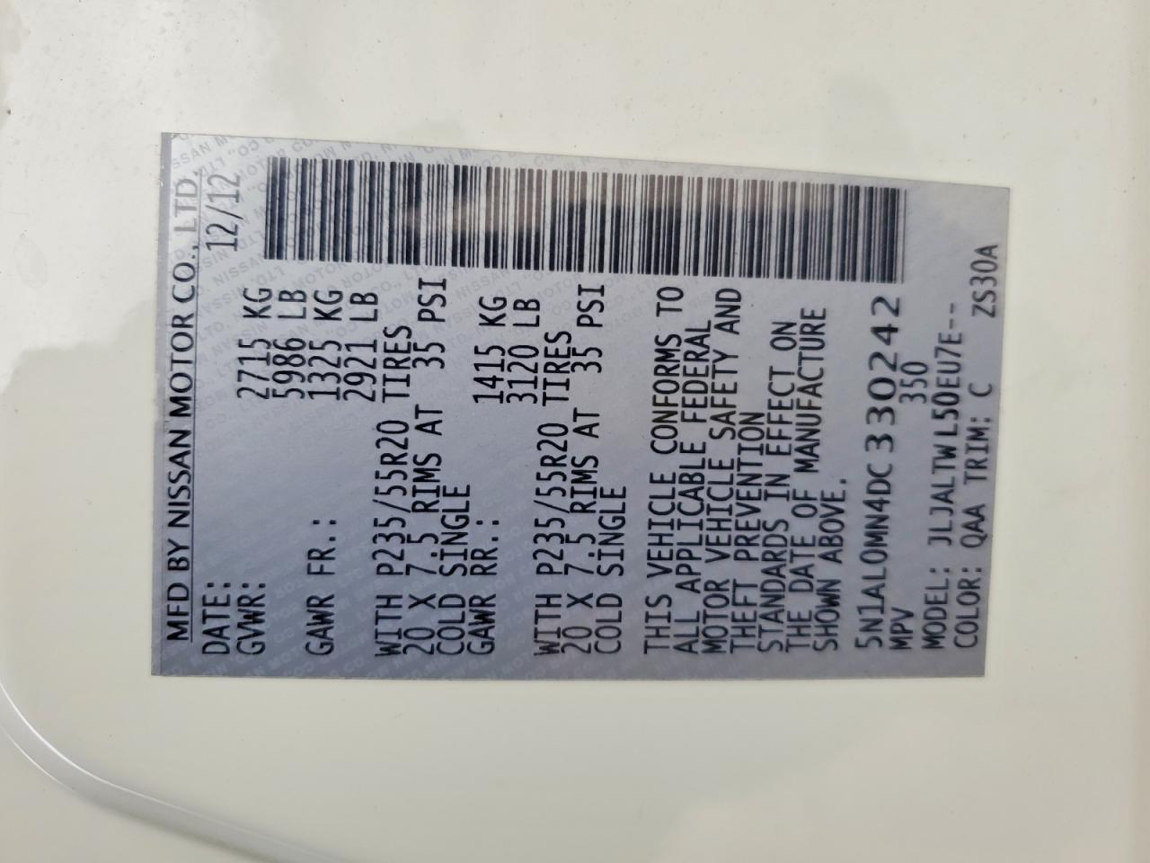 2013 Infiniti Jx35 Base