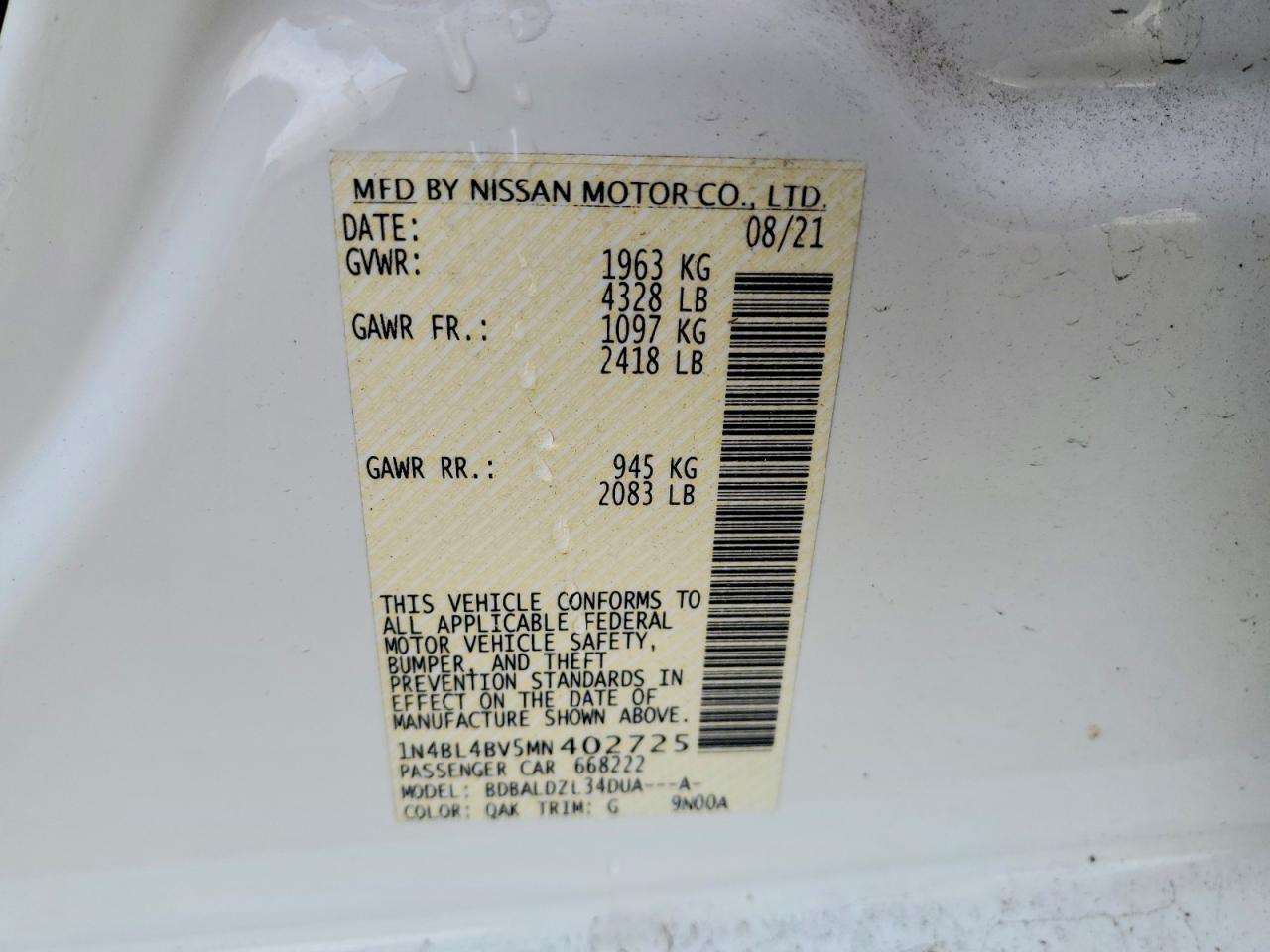 2021 Nissan Altima 2.5 s