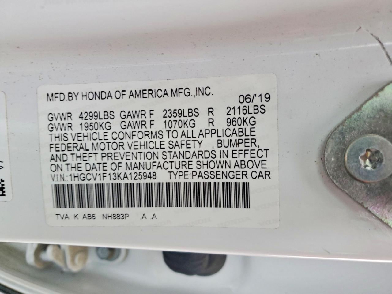 2019 Honda Accord lx