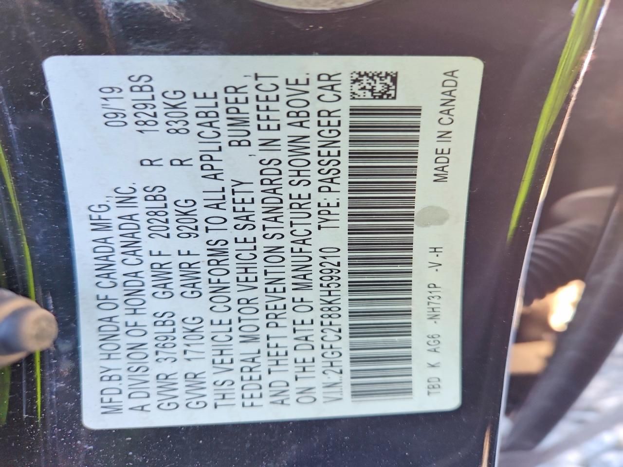 2019 Honda Civic Sport